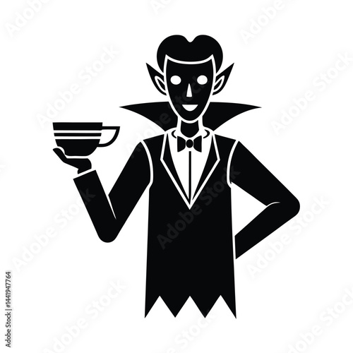 stylized vampire barista character
