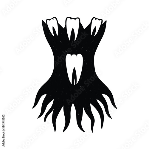 teeth growing from bark horror art