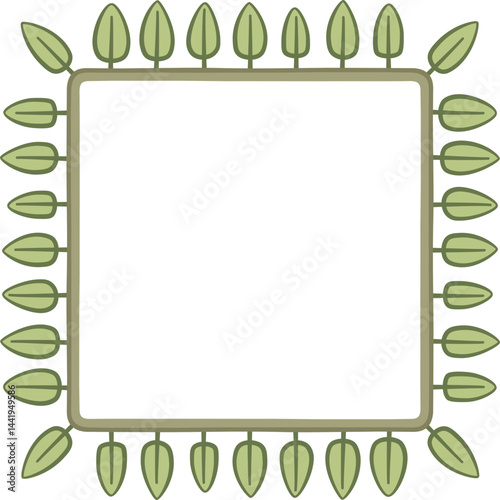 Square border with leaves. Illustration made with leaves on a white background creating a square border.