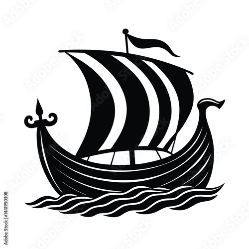 viking ship in rough seas