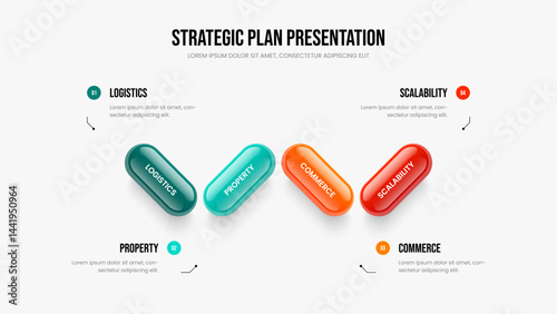 Sales Overview 4 Option Infographic Presentation Design. Creative Profile Frame Template Vector Illustration. Service Launch Four Element Diagram Slideshow Layout.