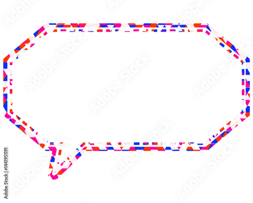 ステンドグラス風吹き出し　三角形模様　細長い八角形