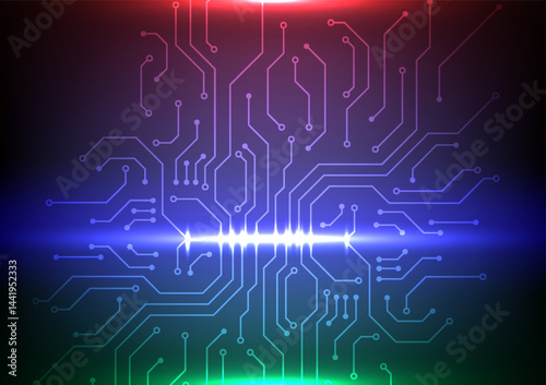 Future Circuit Board Digital Network. Deisg for futuristic motherboard technology background