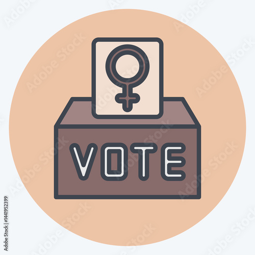 Icon Feminism Vote. related to Feminism symbol. color mate style. design editable