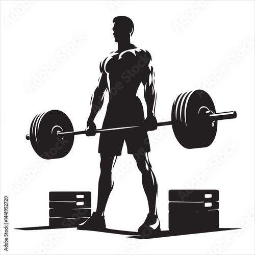 A singel parson  clear workout silhouette weightlifting, and Graphic, vector black color silhouette 