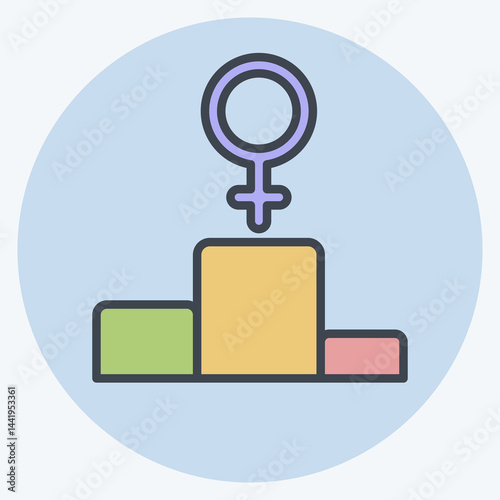 Icon First Position. related to Feminism symbol. color mate style. design editable