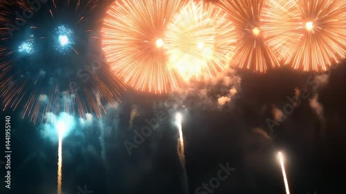 Spectacular Fireworks Display Illuminating the Night Sky in Vibrant Colors and Patterns