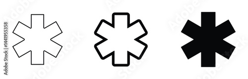 asterisk star icon set in editable stroke, outline and fill vector illustration for web and app.