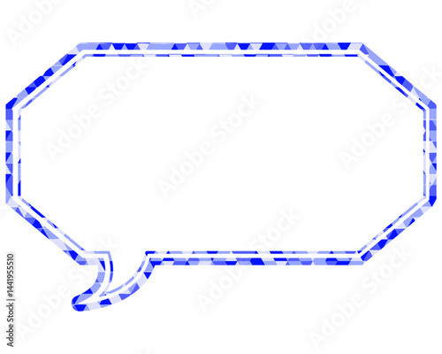 ステンドグラス風吹き出し　三角形模様　細長い八角形