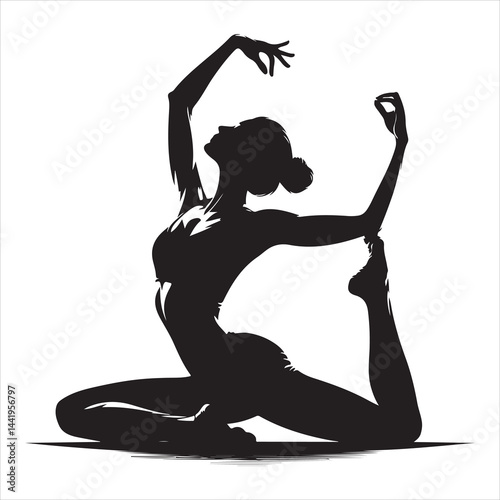 A singel parson  clear workout silhouette yoga pose, and Graphic, vector black color silhouette 