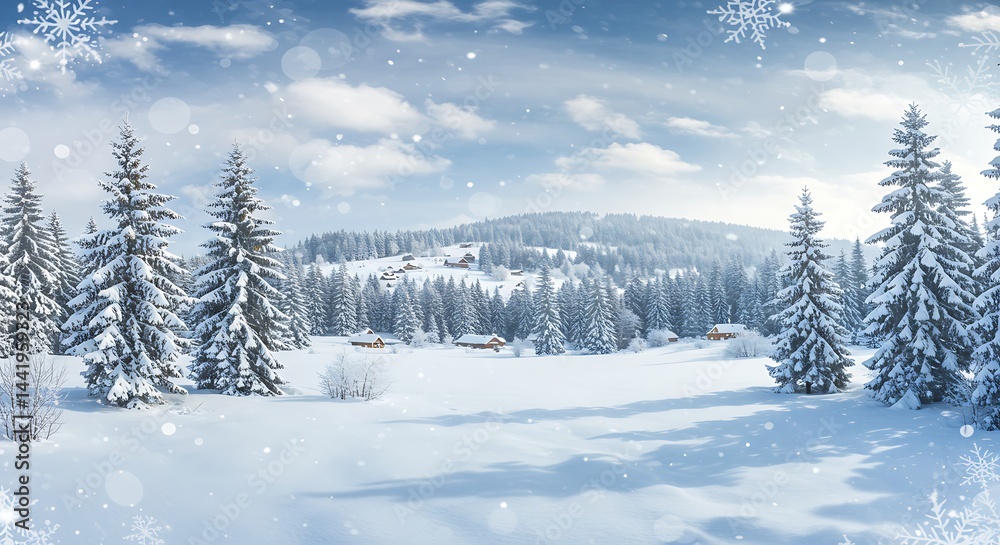 Fototapeta premium Winter's Embrace: Crystal Silence AI Generated
