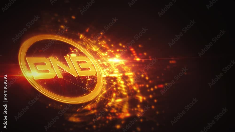 Futuristic digital background highlighting advanced cryptocurrency and encryption technology, featuring blockchain networks and secure cryptographic systems : Binance, BNB