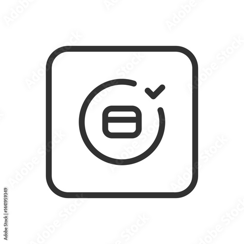 Credit Card Checkmark in Circle Icon – Verified Payment & Transaction