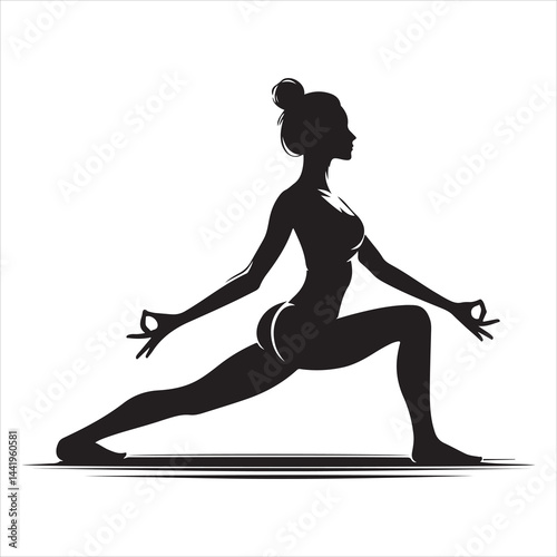 A singel parson  clear workout silhouette yoga pose, and Graphic, vector black color silhouette 