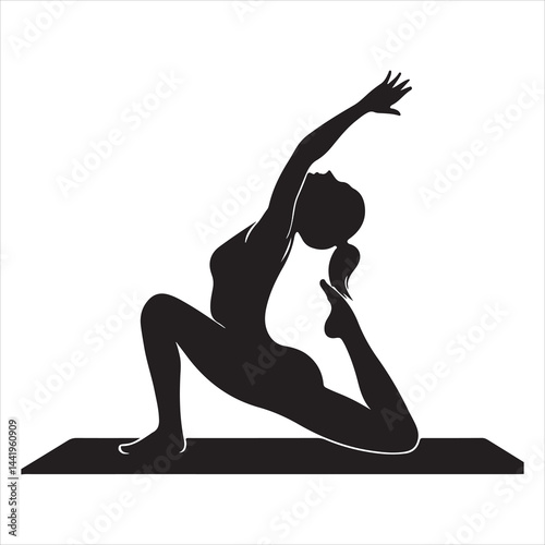 A singel parson  clear workout silhouette yoga pose, and Graphic, vector black color silhouette 