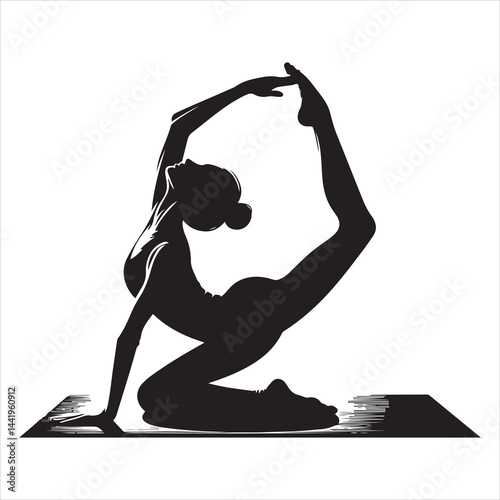 A singel parson  clear workout silhouette yoga pose, and Graphic, vector black color silhouette 