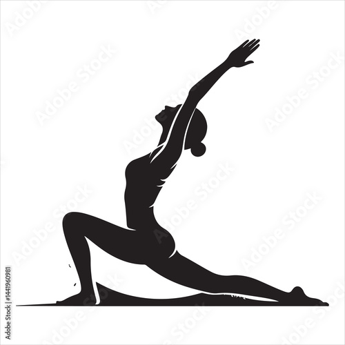 A singel parson  clear workout silhouette yoga pose, and Graphic, vector black color silhouette 