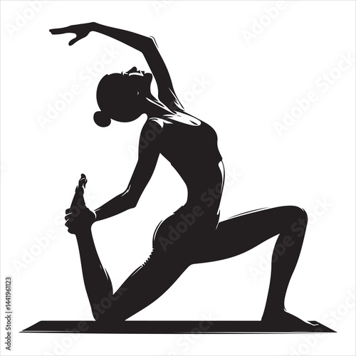 A singel parson  clear workout silhouette yoga pose, and Graphic, vector black color silhouette 