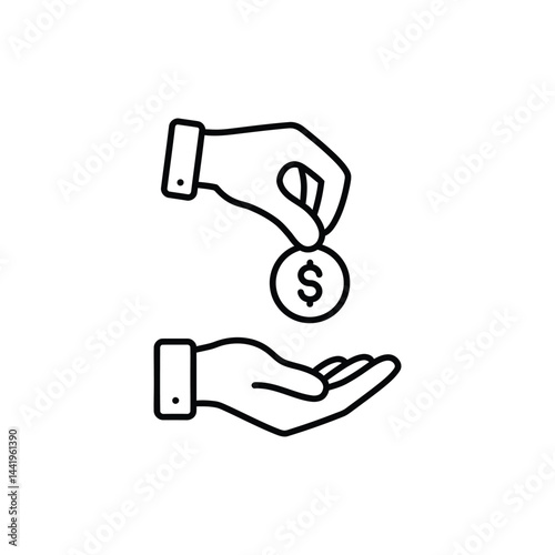 Donation Vector Icon Hands Giving and Receiving Money
