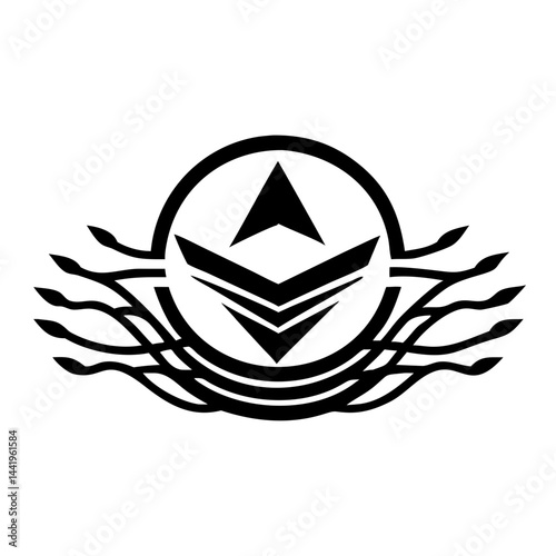 Abstract Nest Crypto Logo Transparent Background Digital Coin Symbol Gradient Orange and Dark Blue Minimal Vector Design for Blockchain and Fintech