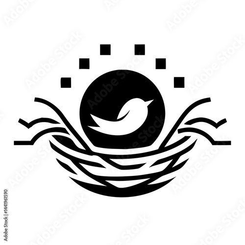 Minimalist Crypto Logo Transparent Background Modern Abstract Nest Icon and Digital Coin Gradient Orange and Dark Blue Fintech Blockchain Concept Vector Illustration