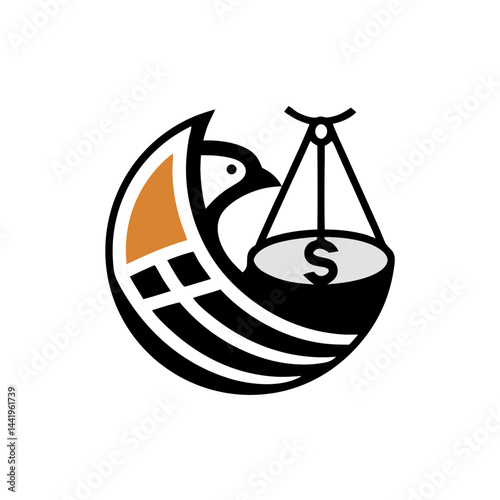 Blockchain Fintech Crypto Logo Transparent Background Modern Abstract Nest Icon Digital Coin Symbol Gradient Orange and Dark Blue Minimal Vector Illustration