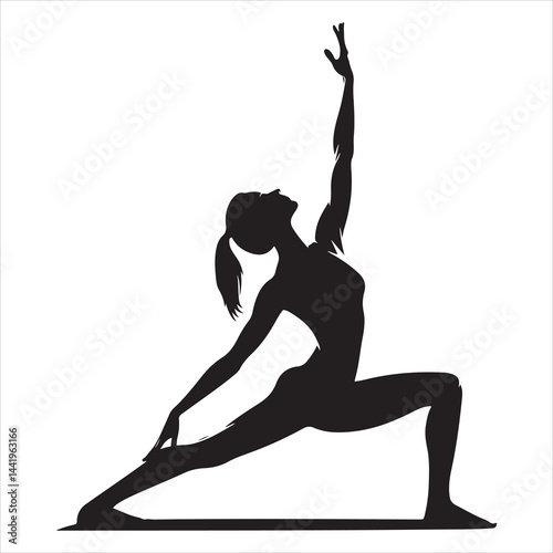 A singel parson  clear workout silhouette yoga pose, and Graphic, vector black color silhouette 