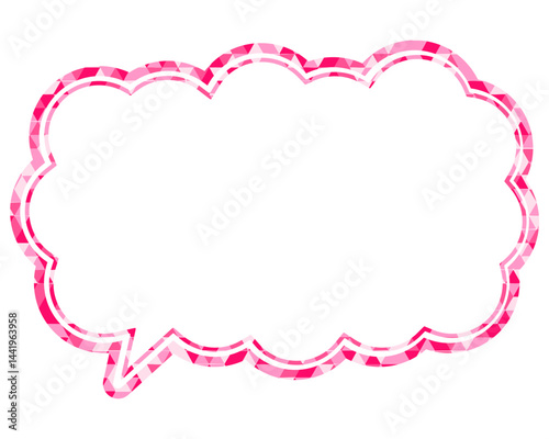 ステンドグラス風吹き出し　三角形模様　細長い雲形