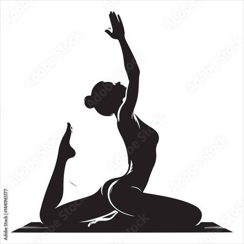 A singel parson  clear workout silhouette yoga pose, and Graphic, vector black color silhouette 