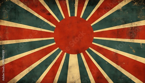 Grunge-styled rising sun design