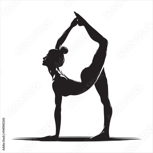 A singel parson  clear workout silhouette yoga pose, and Graphic, vector black color silhouette 
