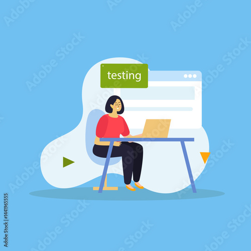 vector illustration business work form home in tecnology isolated bacground blue   