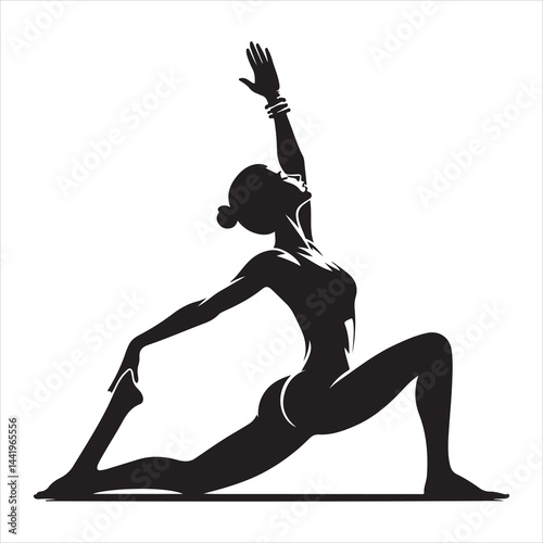 A singel parson  clear workout silhouette yoga pose, and Graphic, vector black color silhouette 