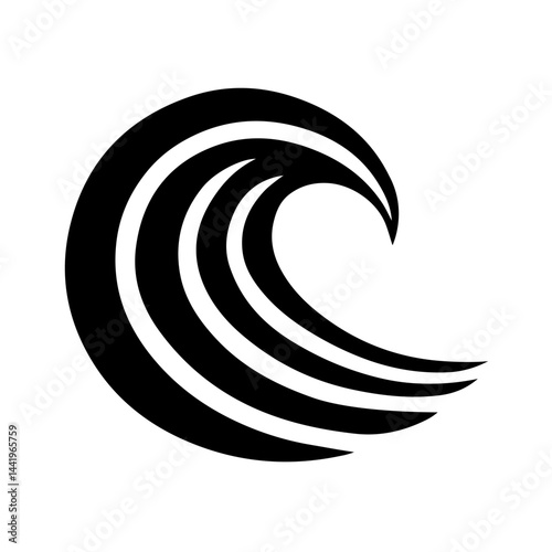 Water waves black vector design, silhouette
