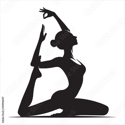 A singel parson  clear workout silhouette yoga pose, and Graphic, vector black color silhouette 