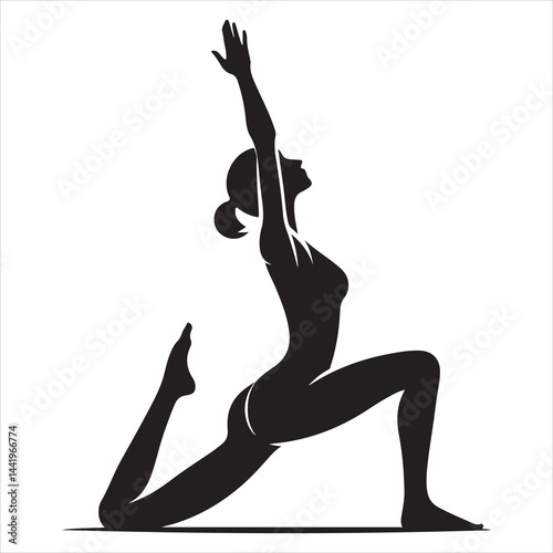 A singel parson  clear workout silhouette yoga pose, and Graphic, vector black color silhouette 