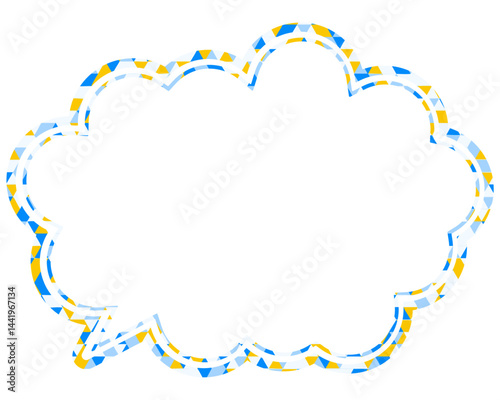 ステンドグラス風吹き出し　三角形模様　丸みのある雲形