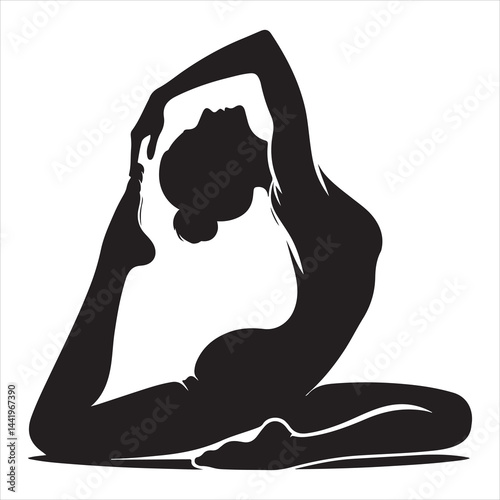 A singel parson  clear workout silhouette yoga pose, and Graphic, vector black color silhouette 