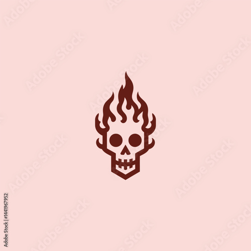Flaming Skull Logo – Bold flaming skull designed with dramatic lines and fiery details.