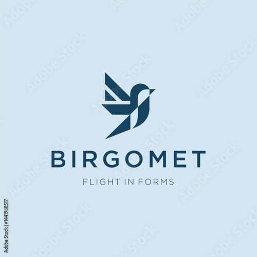 Geometric Bird Logo – Modern bird formed with angular and clean geometric linework.