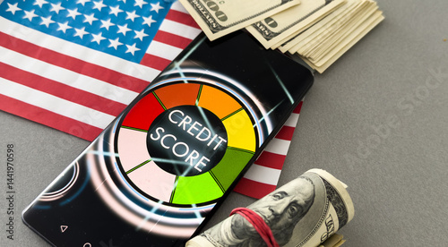 Obraz na płótnie report credit score banking borrowing application risk form document loan business market policy deployment data check workplace concept - stock image w salonie