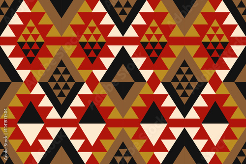 Seamless ethnic pattern made of geometric shapes design for all types of textiles and printing, fabric, clothing, bohemian style, carpet.	