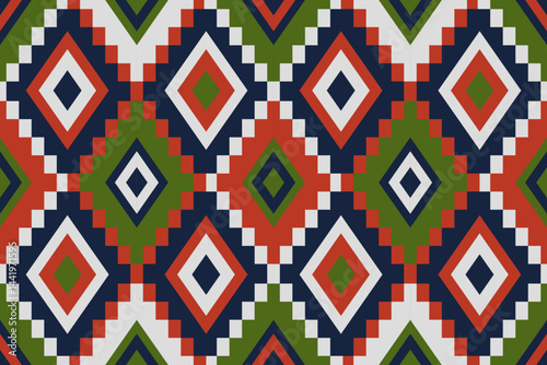 Seamless ethnic pattern made of geometric shapes design for all types of textiles and printing, fabric, clothing, bohemian style, carpet.	
