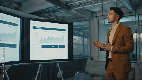 Dynamic Office Presentation: Latin Project Manager Engages Multicultural Team