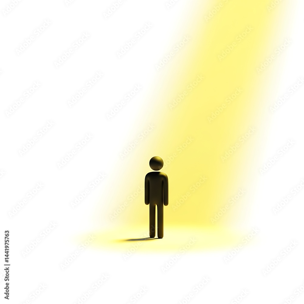 Fototapeta premium 3D figure standing in yellow spotlight