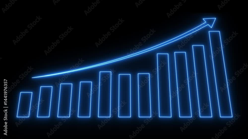 Animated Neon line Business graph. growth business concept. Business graph show increase business. Growth business, success business, invest business success concept. Animated Neon line Business graph. growth business concept. Business graph show increase business. Growth business, success business, invest business success concept.