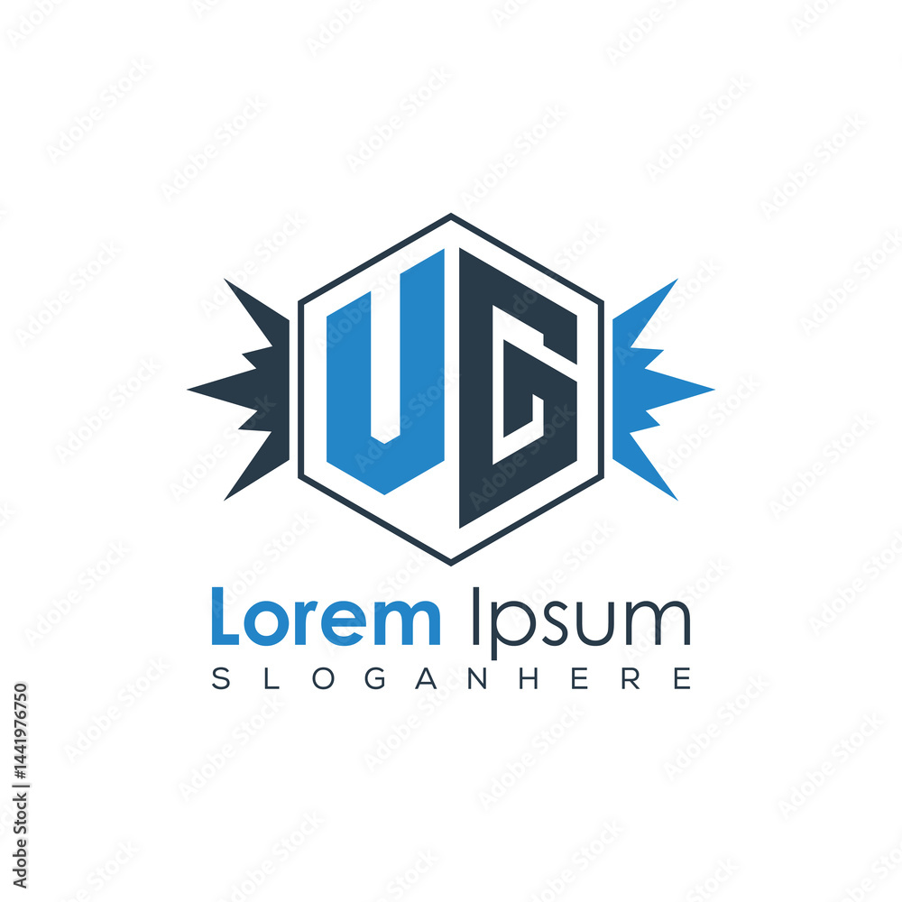 Obraz premium Modern Latter Luxury Monogram Logo with Royal Crown and Polygon Frame 
