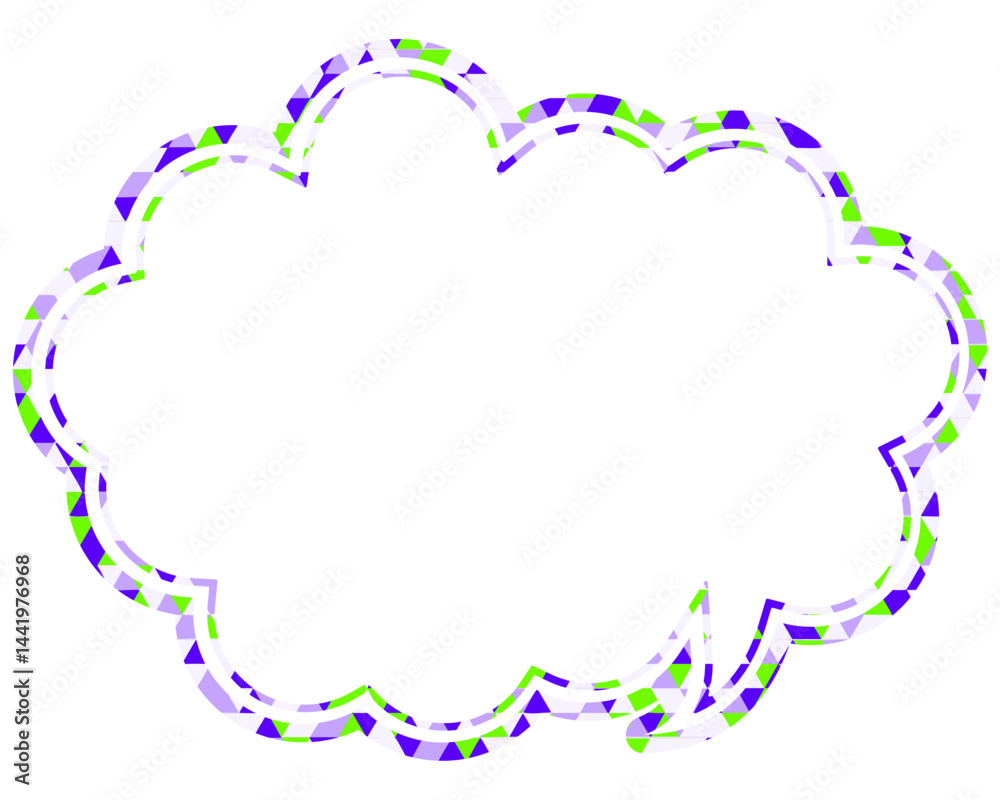 Fototapeta premium ステンドグラス風吹き出し 三角形模様 丸みのある雲形