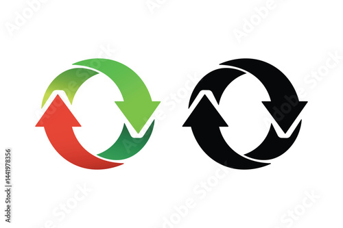 Recycle Arrows Vector Symbols, rotating arrows vector, circular arrow design, arrow rotation symbol