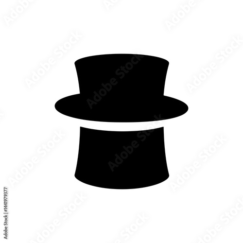 Magician hat  silhouette icon vector flat design.